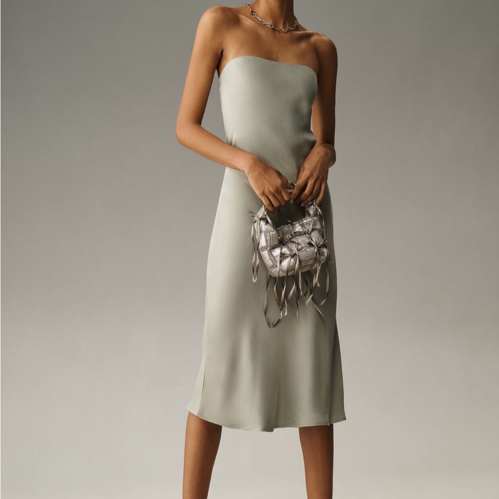 Anthropologie Green Strapless Sheath Dress Cocktail